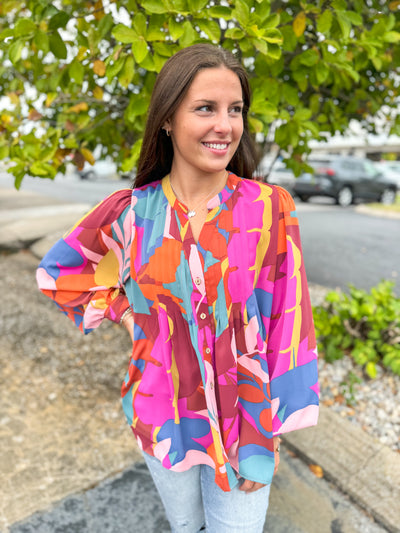 Mocha Magenta Sophia Twill Blouse