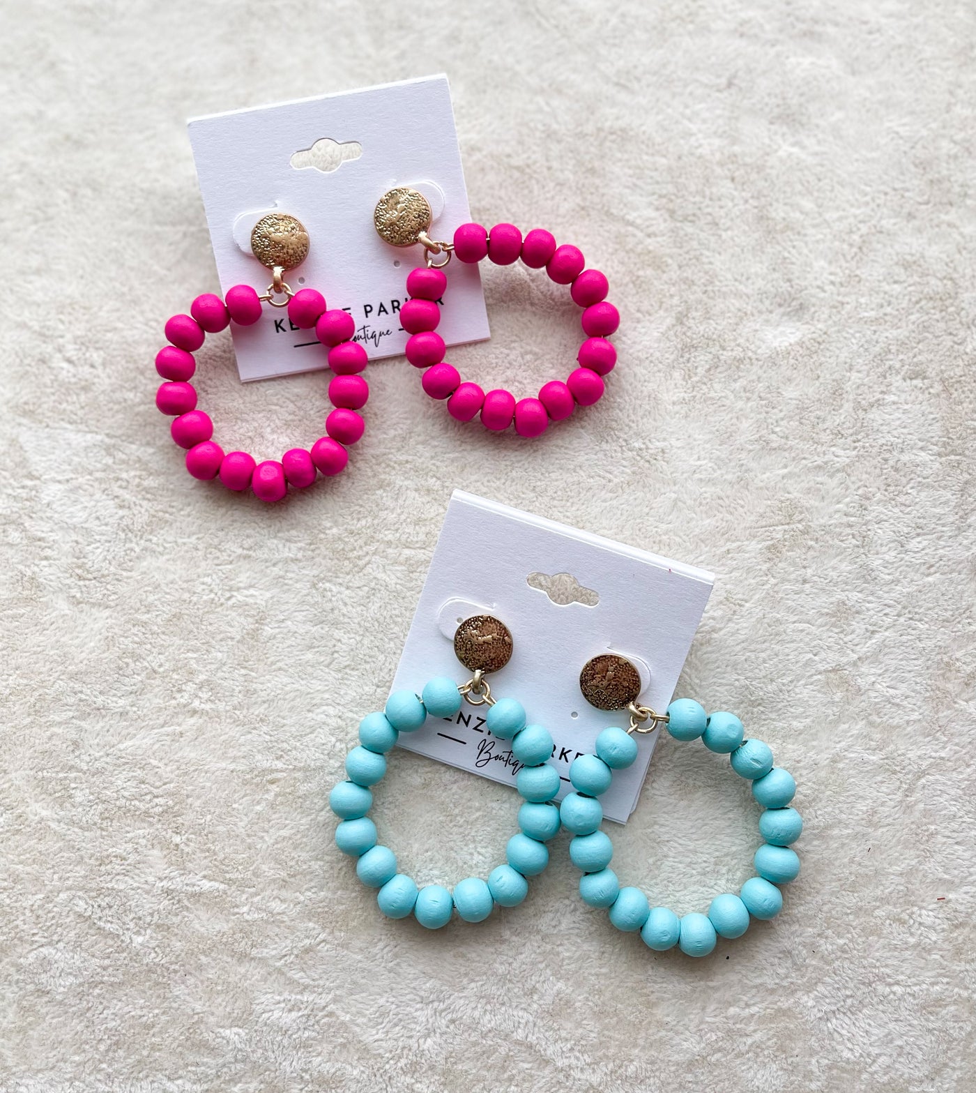 Haley Wooden Ball Circle Earrings