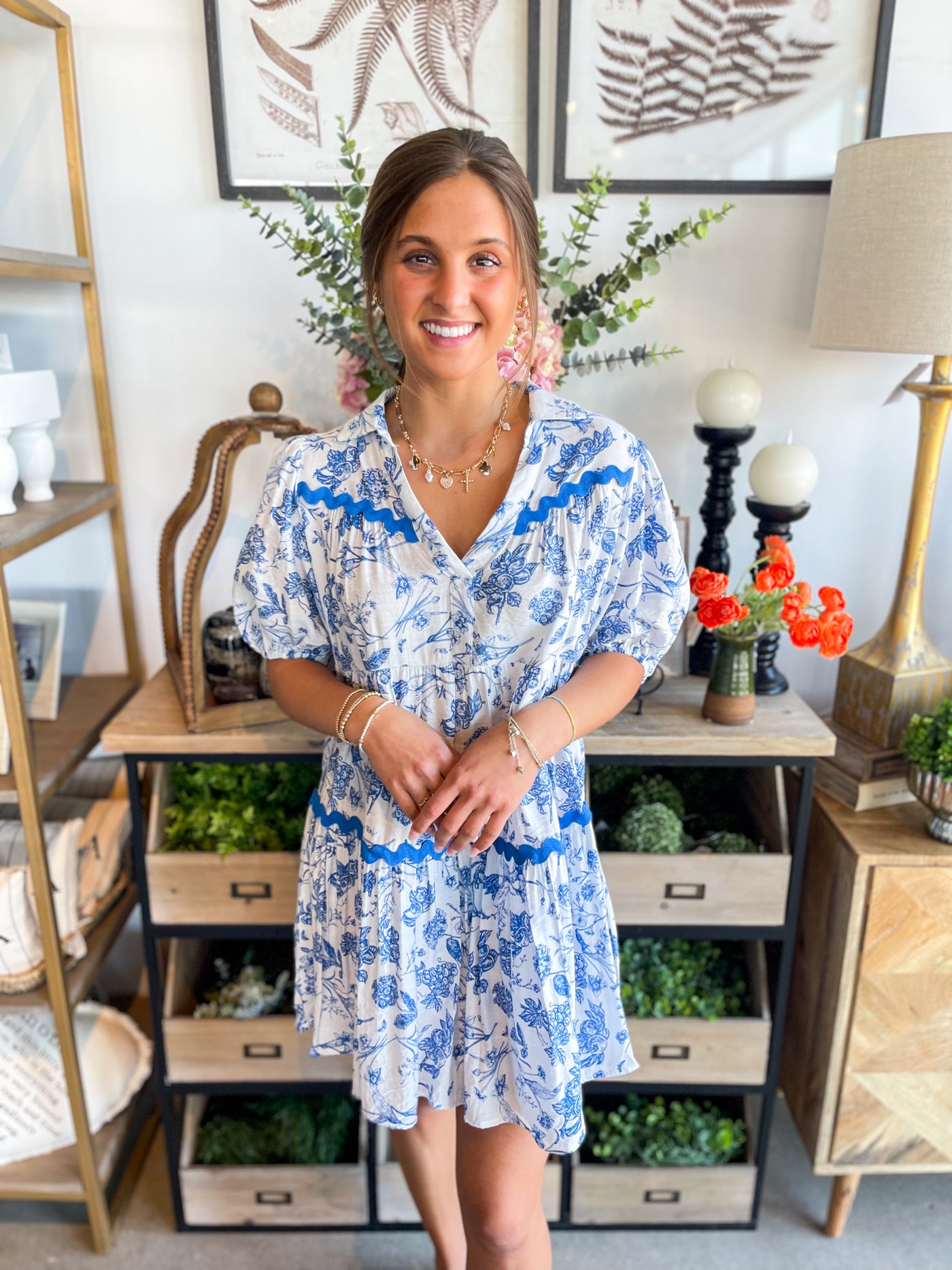 Umgee Blue Pattern Dress