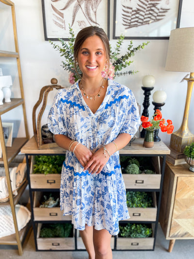 Umgee Blue Pattern Dress