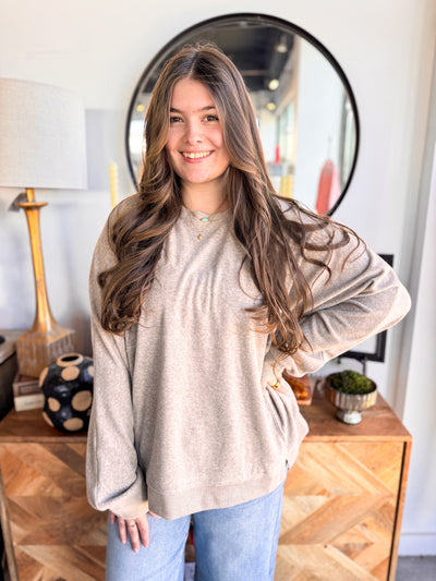 Mocha Olivia Velour Pullover