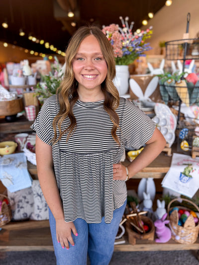 Willa Black White Stripe Top