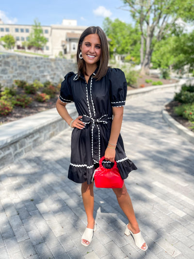 Kora Jodifl Black Ric Rac Trim Dress