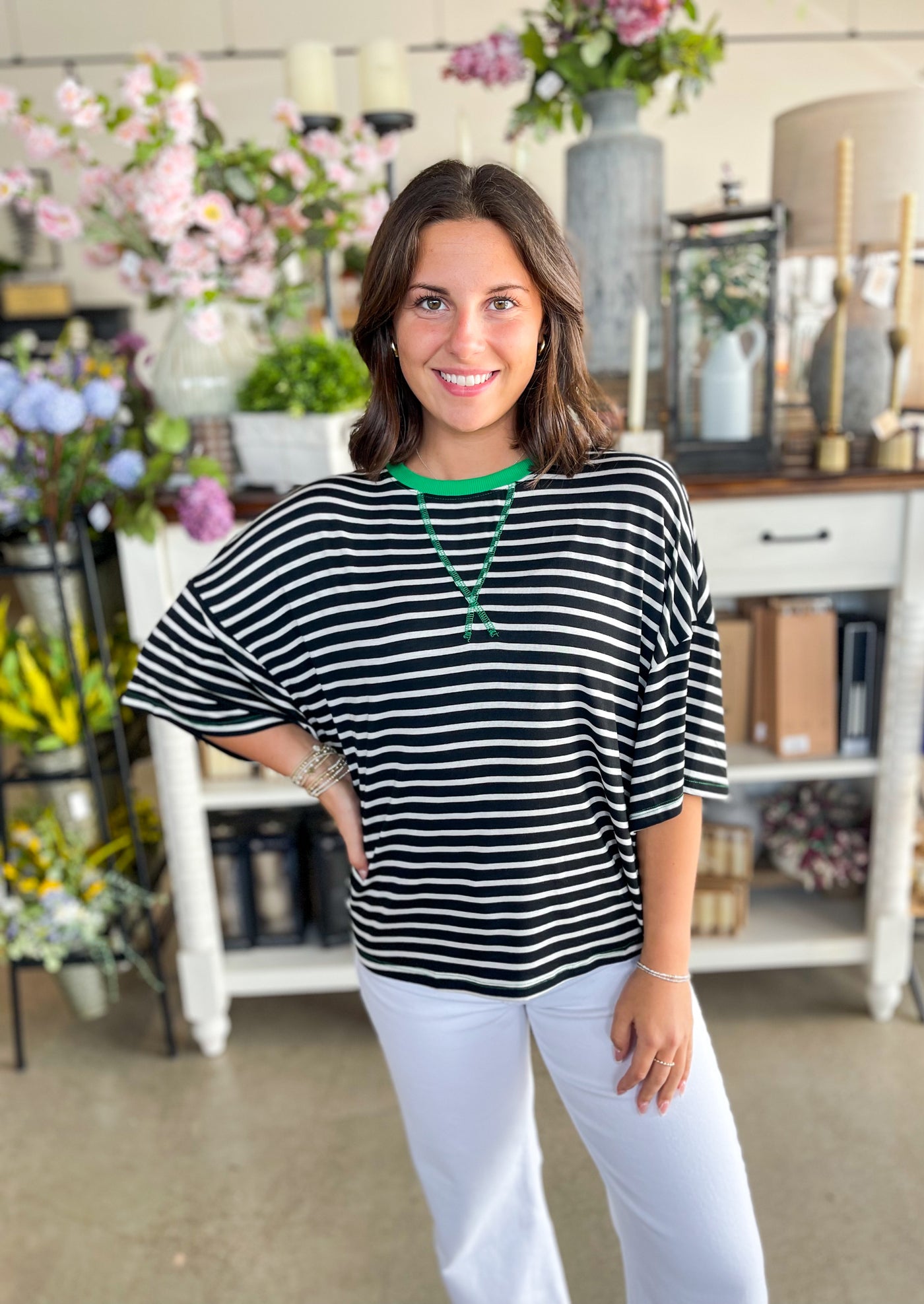 Kelly Green Trim Jodi Top