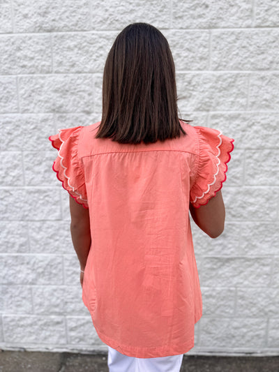 Wilder Umgee Coral Scallop Top