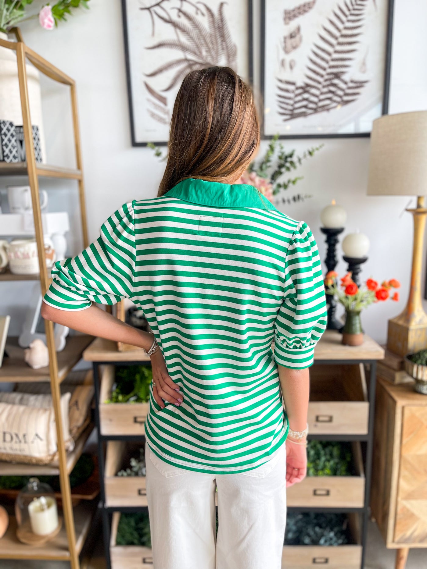 Green Stripe Monica Top
