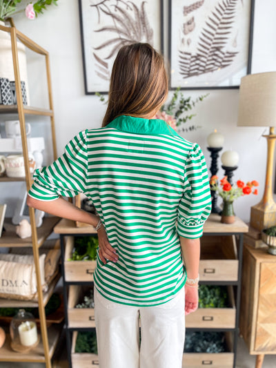 Green Stripe Monica Top
