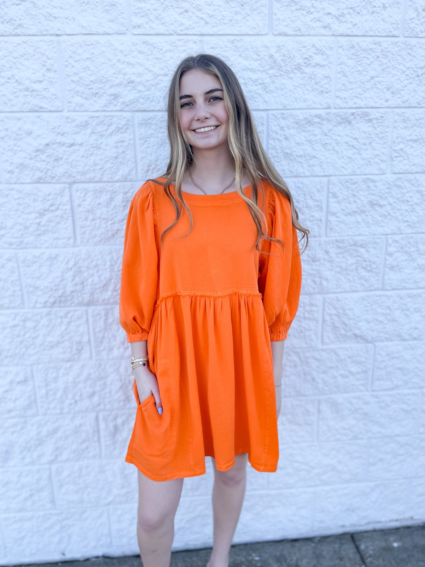 CC Orange Tencel Dress