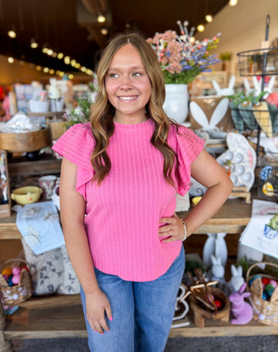 Pink Kassidy Ruffle Sleeve Top