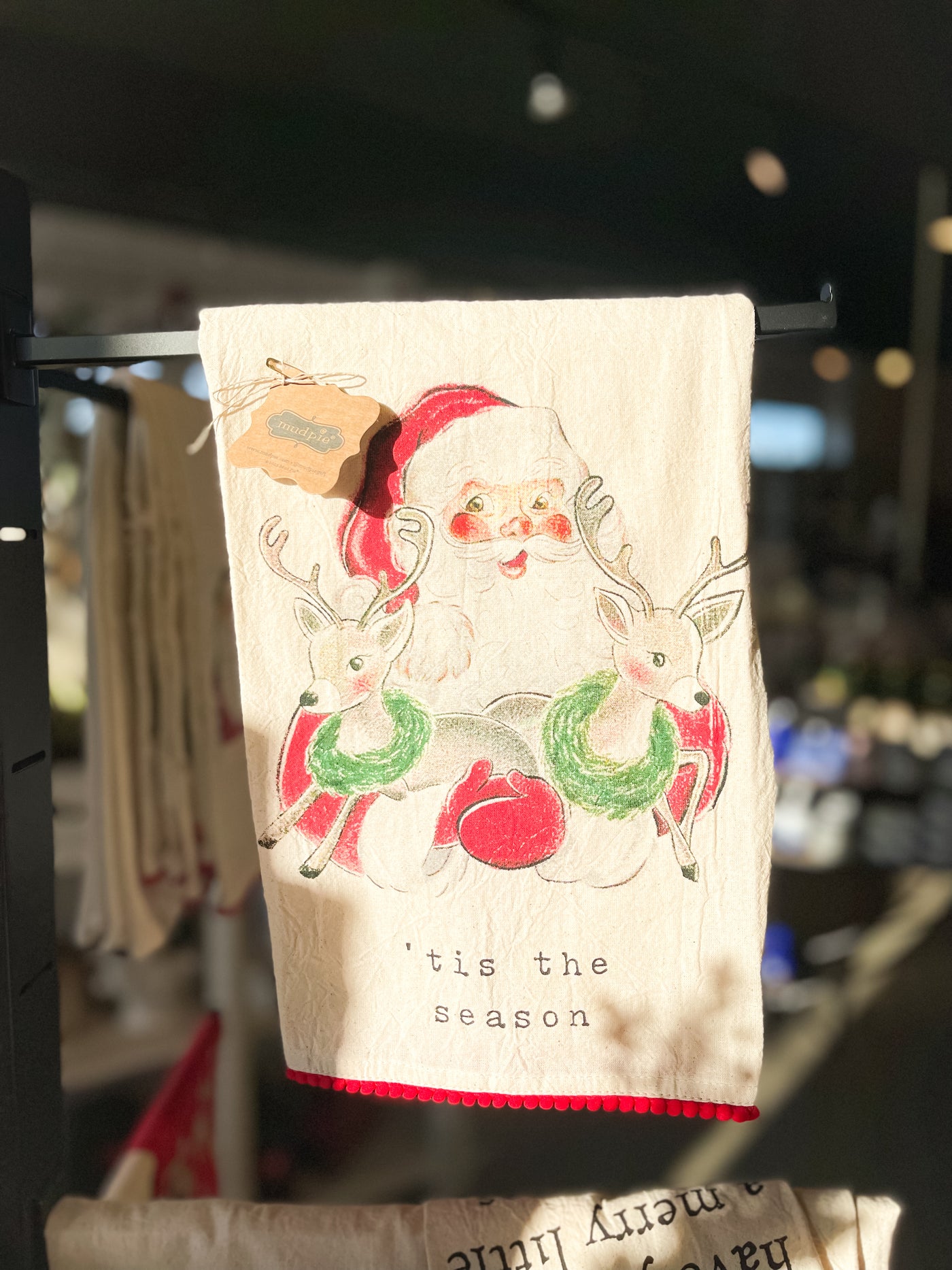 Santa Holding Deer T- Towel