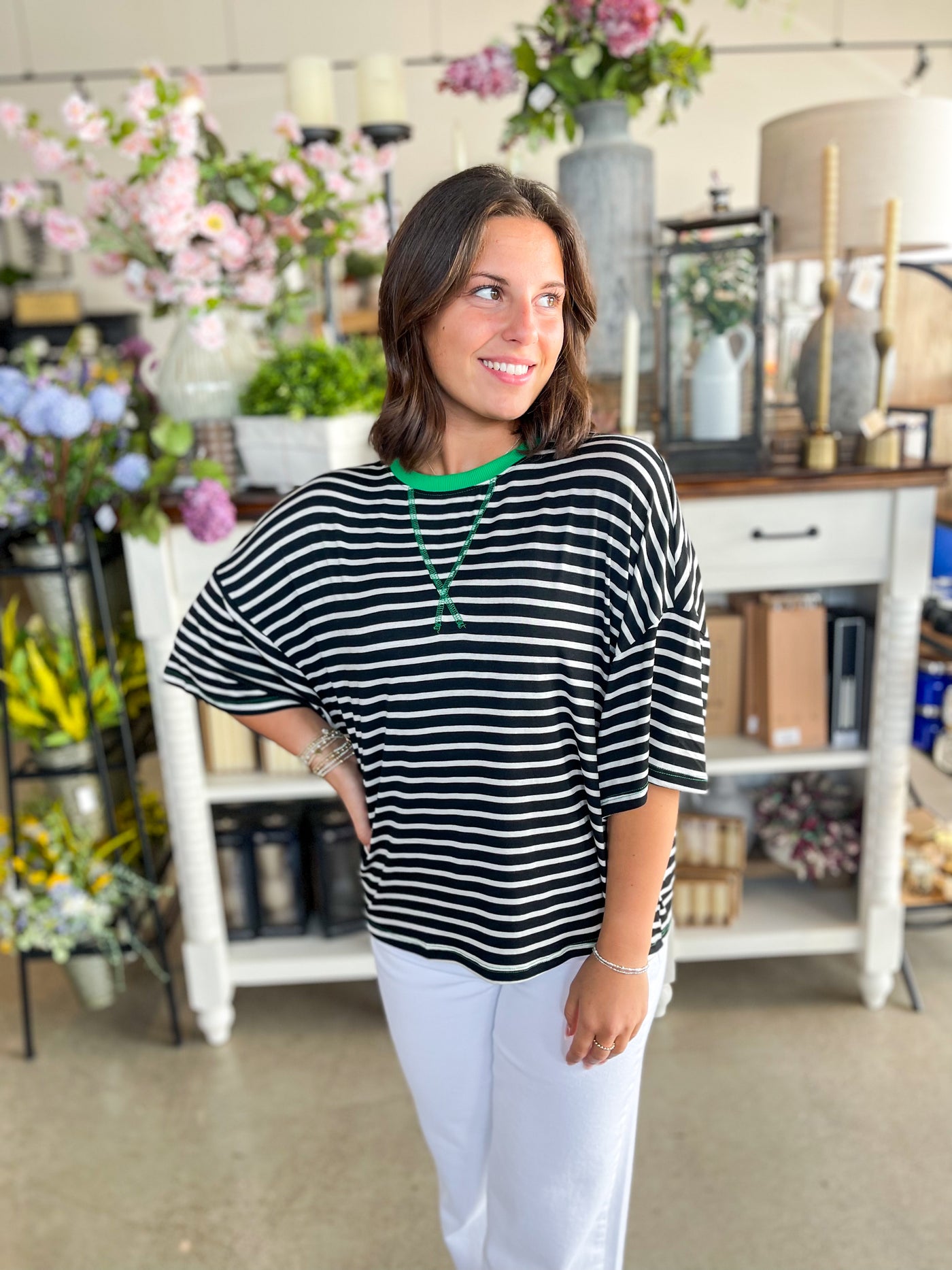 Kelly Green Trim Jodi Top