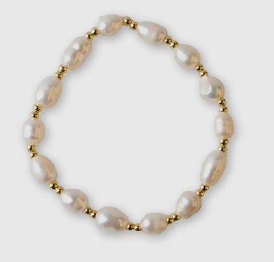 Gilded Gold Pearl Beaded Stretch Bracelet