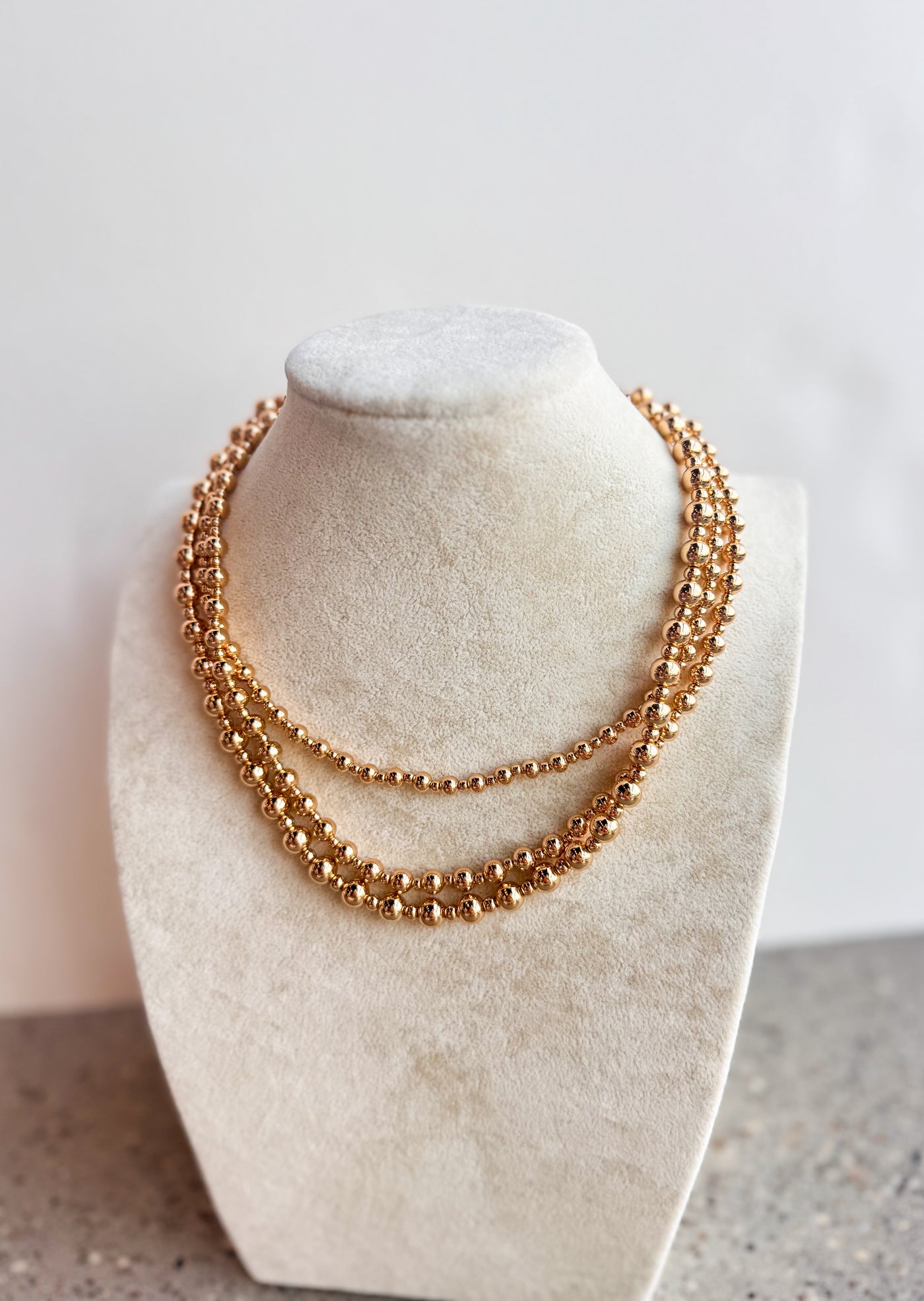Emory 3 Row Layered Ball Bead Necklace