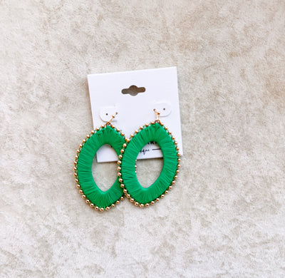 Eleanor Wrapped Raffia Oval Earrings