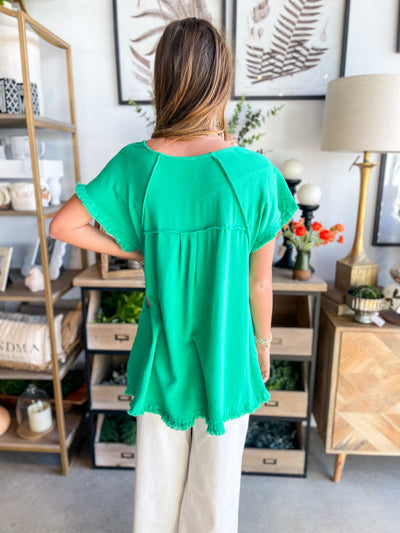 Green Linen Kennedy Top