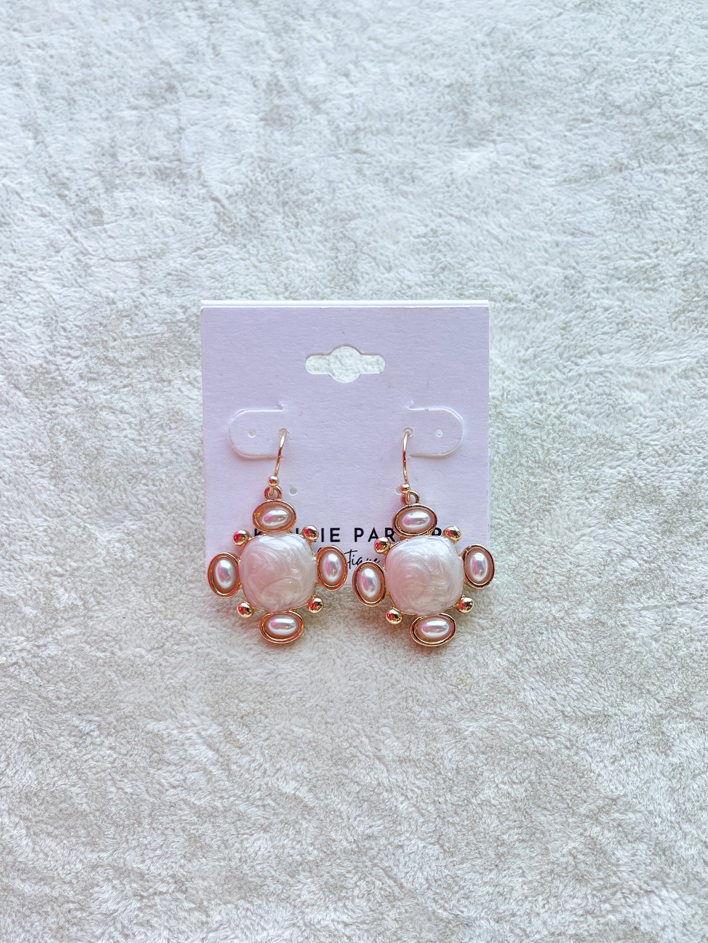 Ava Ivory Square&Pearl Earrings