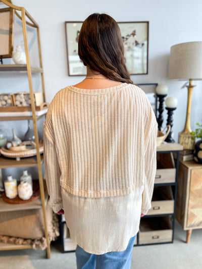Cream Ribbed Chan Top