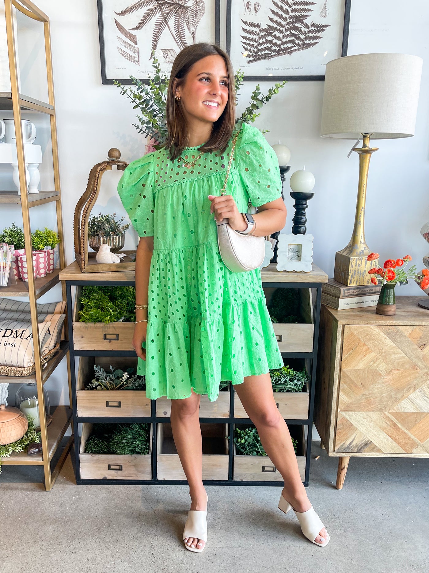 Apple Green Eyelet Dianna Dress