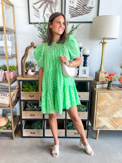 Apple Green Eyelet Dianna Dress