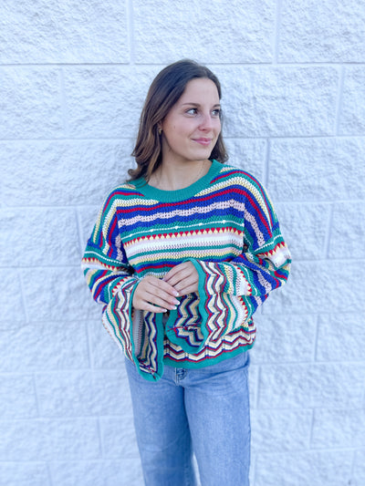 Marci Multi Striped Crochet Sweater