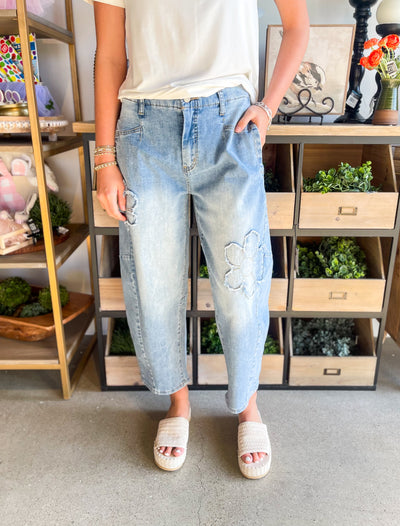 Washed Denim Flower Patch Jean