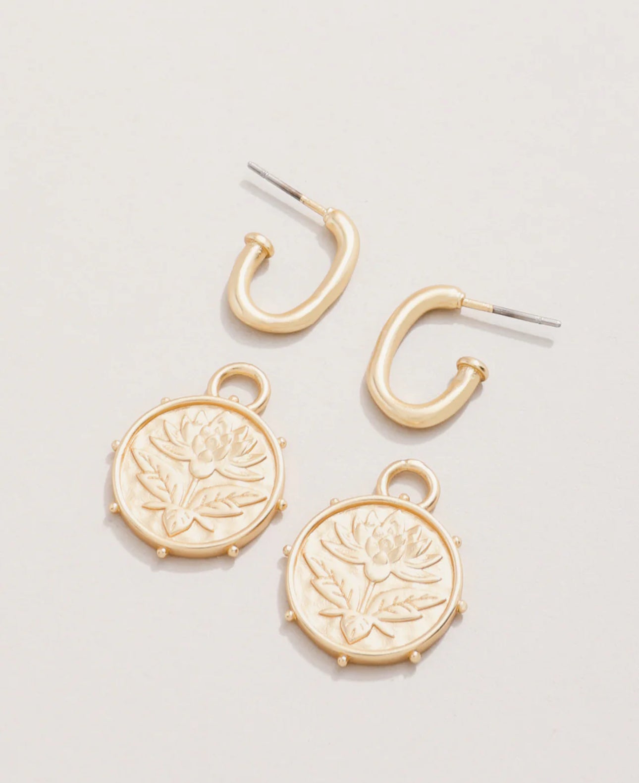 Spartina Lotus Drop Hoop Earrings Gold