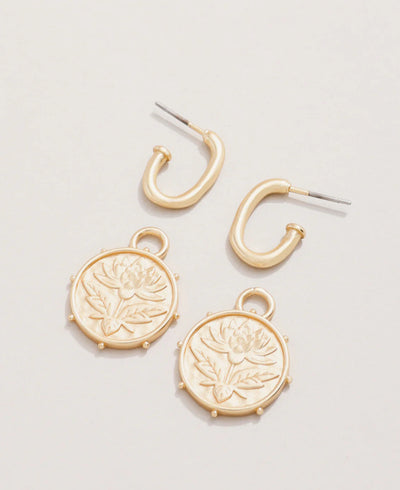 Spartina Lotus Drop Hoop Earrings Gold