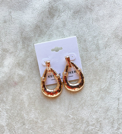 Teardrop Hammered Turtexe Earrings