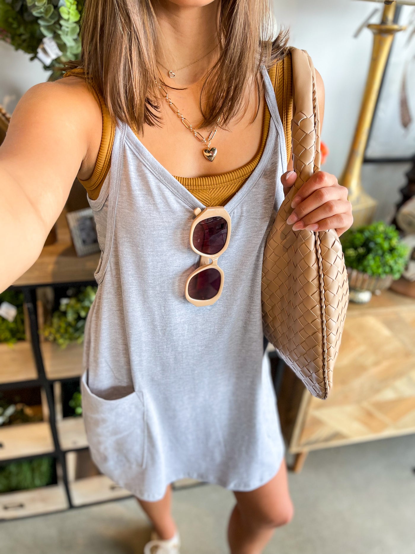 Grey Jersey Dress w/ Romper Lining