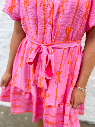 Umgee Bubble Pink Bow Dress