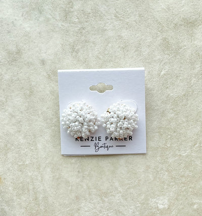 Seed Beads Pom Pom Earrings