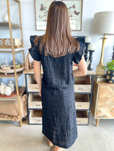 Voy Black Tulle Iris Top/Skirt Set