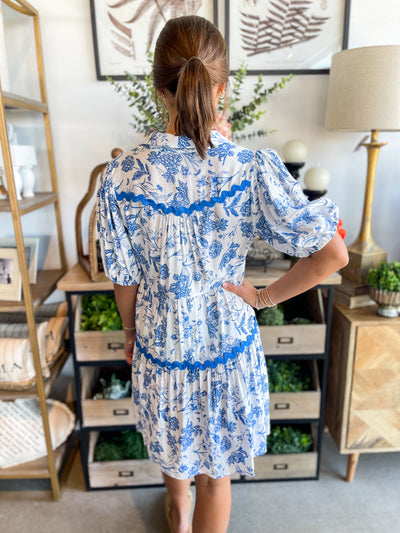 Umgee Blue Pattern Dress