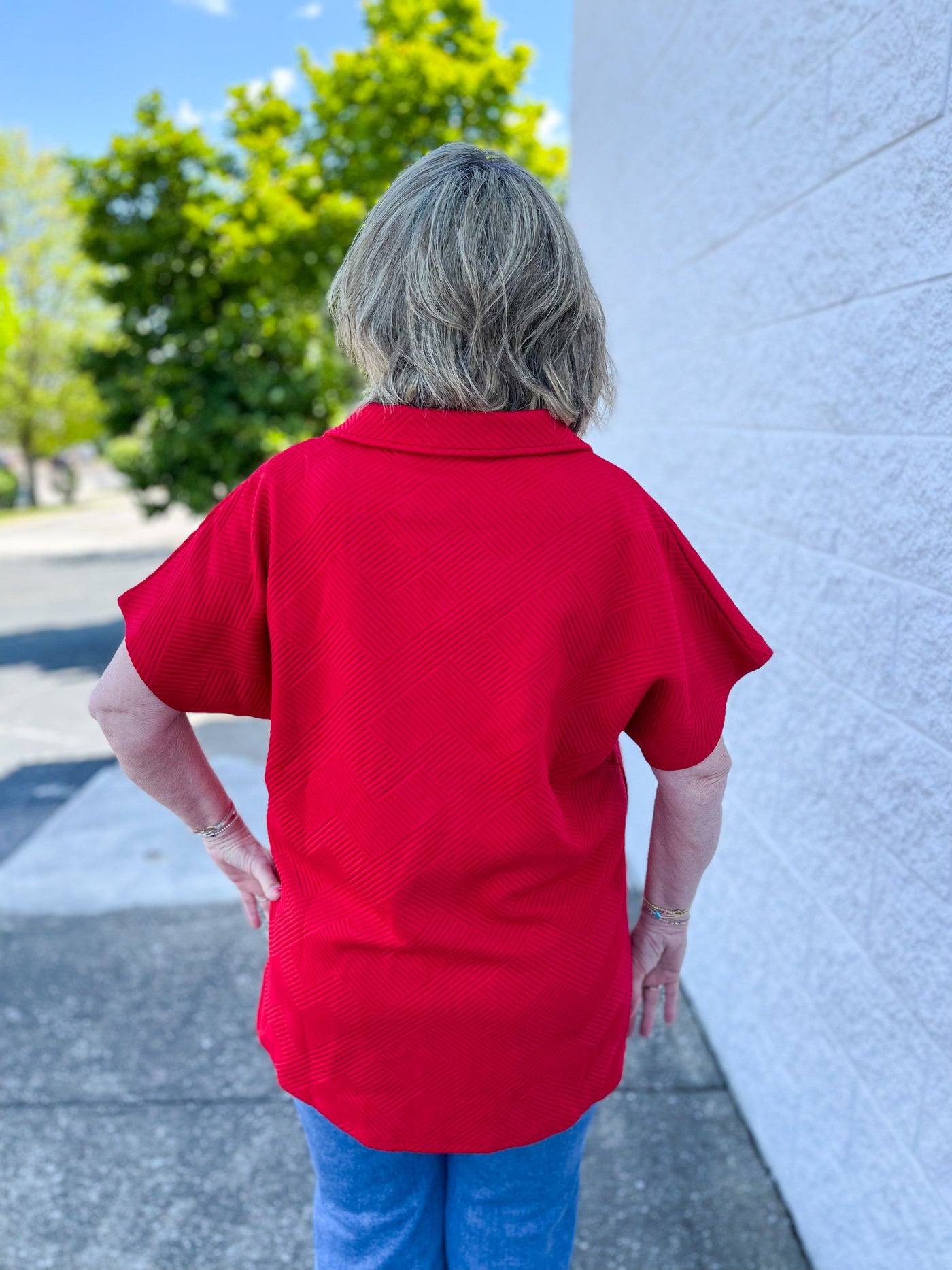 See and Be Seen Drop Shoulder Red Top