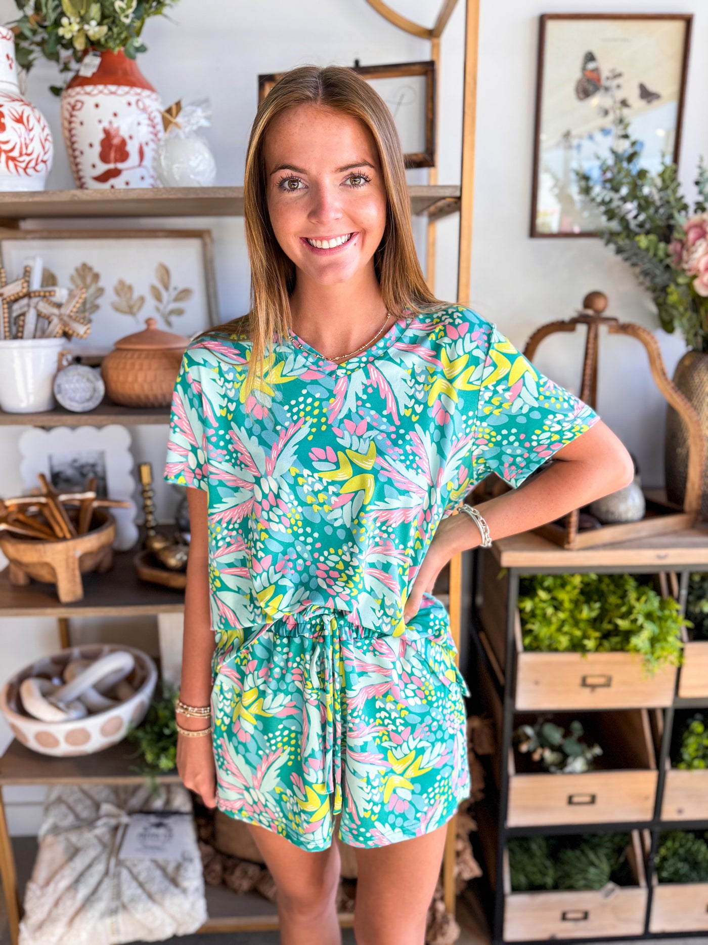 Allie Aloha Green PJ Set