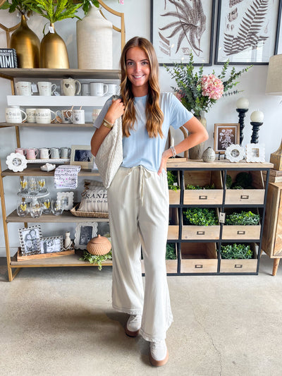 Vivien Easel Ecru Mineral Wash Pant