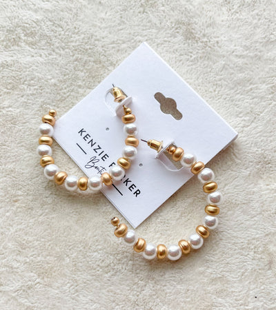 40mm Pearl&Metal Open Hoops