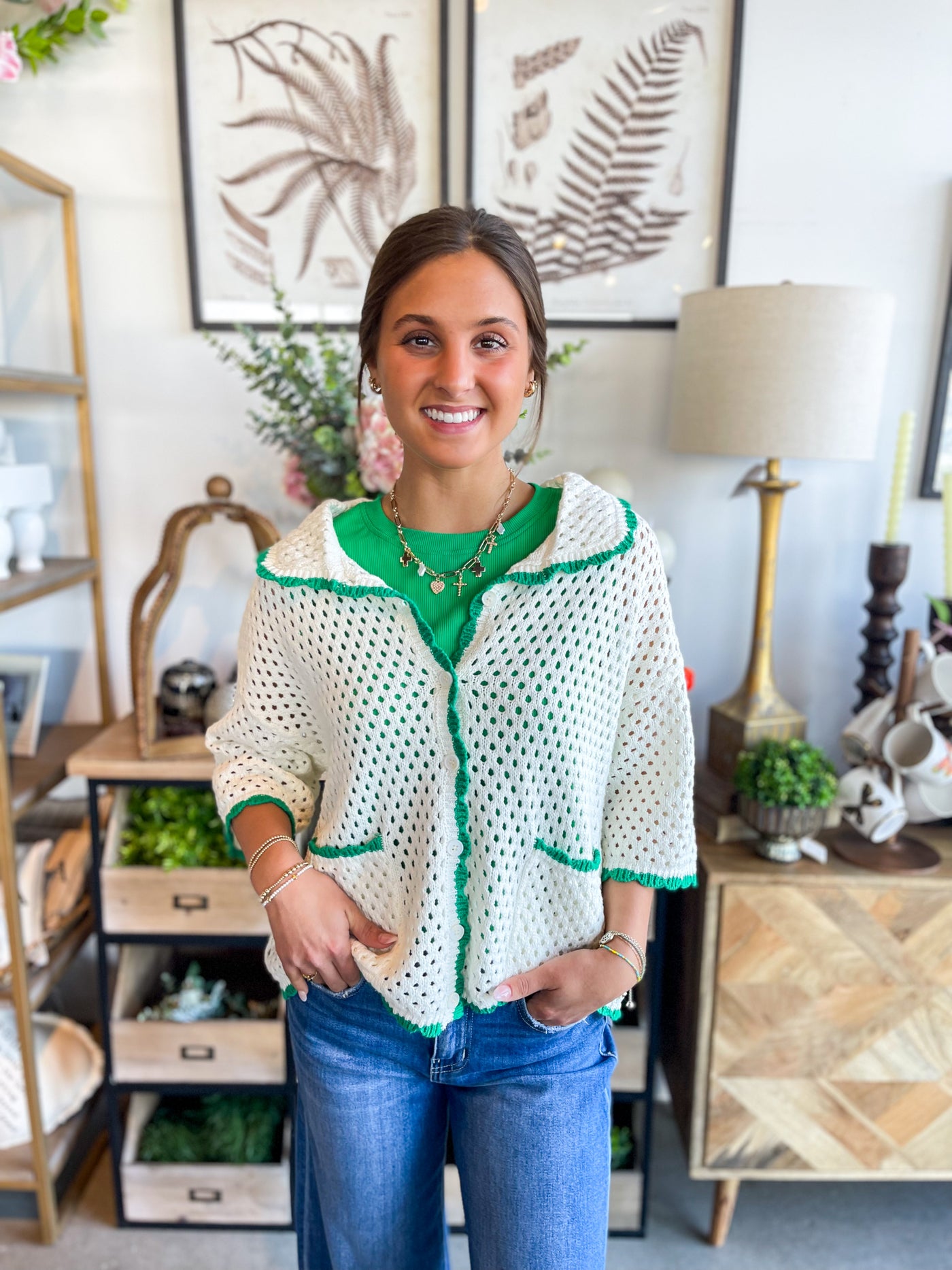 Ivory Green Whitley Top