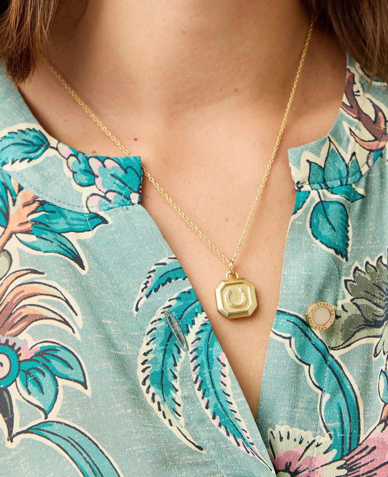 Spartina Lucky Horse Necklace 18” Gold