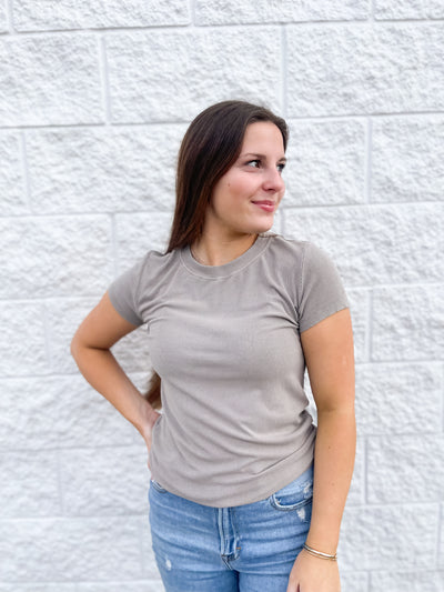 Grey Brown Be Cool Classic Ribbed Tee
