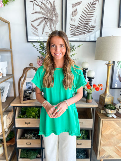 Green Linen Kennedy Top