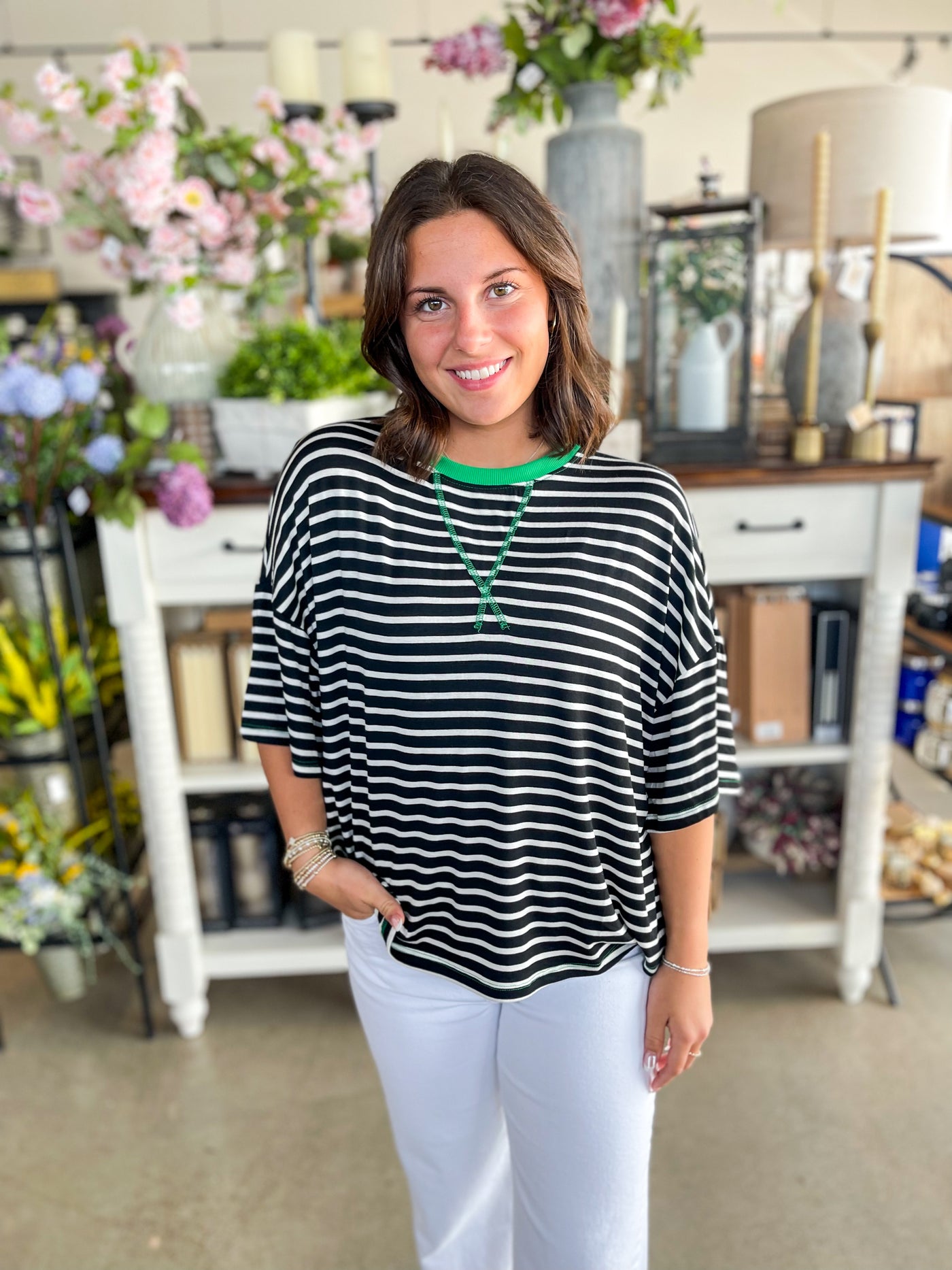 Kelly Green Trim Jodi Top