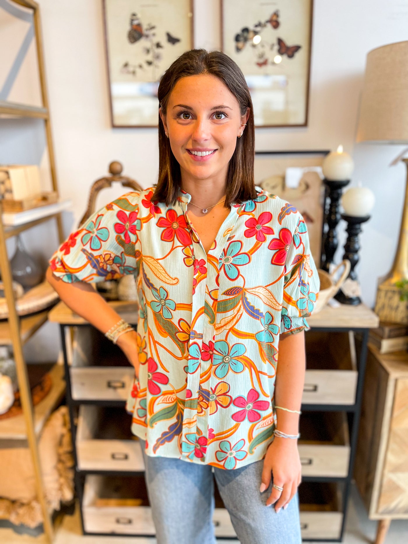 Easel Puff Sleeve Charlie Top