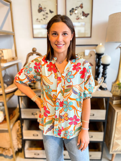 Easel Puff Sleeve Charlie Top