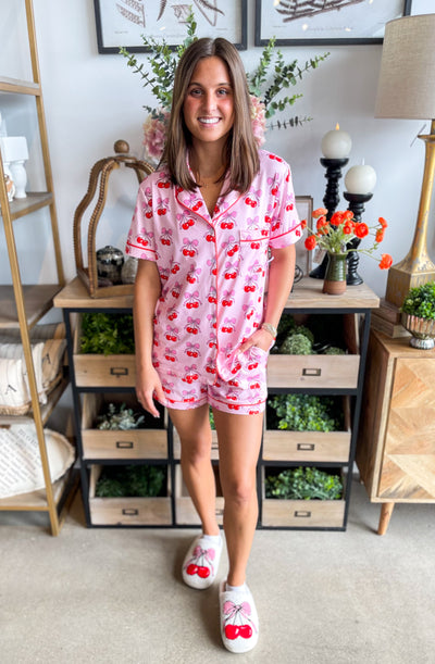 Cherry Bow Repeat Loungewear Set