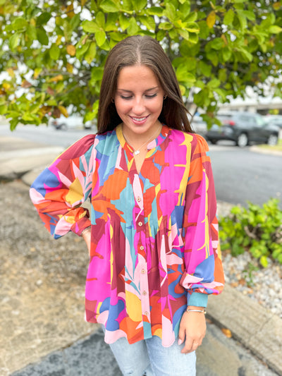 Mocha Magenta Sophia Twill Blouse