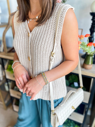 Yasmine Jodifl Taupe Sweater Button Vest