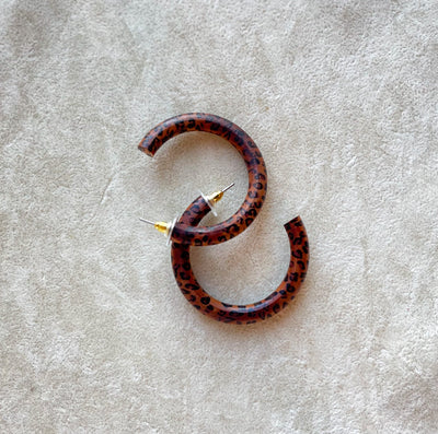 45mm Animal Print Wood Hoops