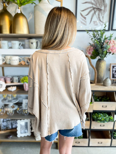 Easel Oversized Khaki Jessie Top
