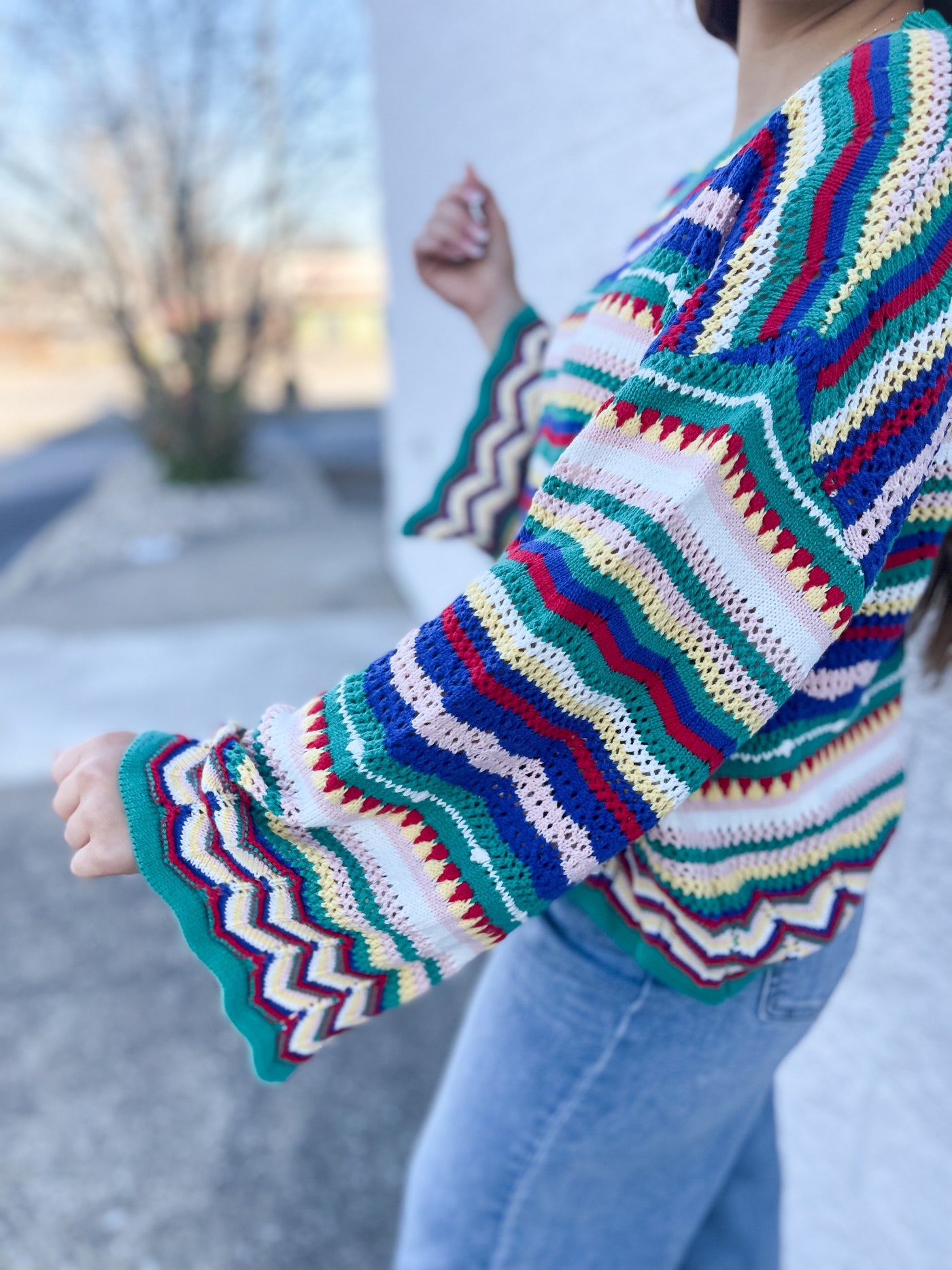 Marci Multi Striped Crochet Sweater